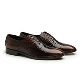 Croc Brown Leather Lace-Up