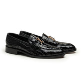 Classic Croc-Embossed Loafers (Black)