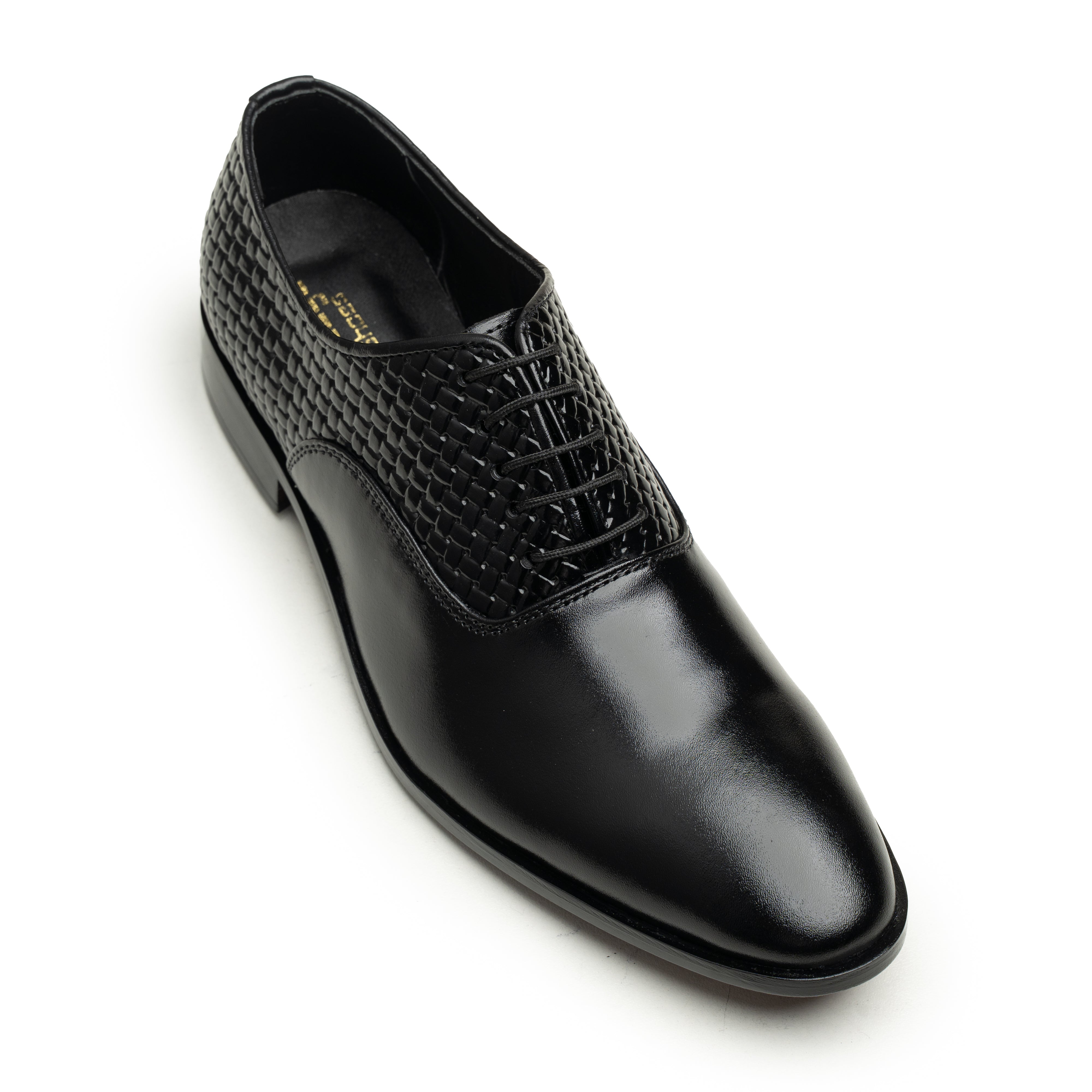 Knitted Black Leather Lace-Up