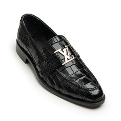 Classic Croc-Embossed Loafers (Black)