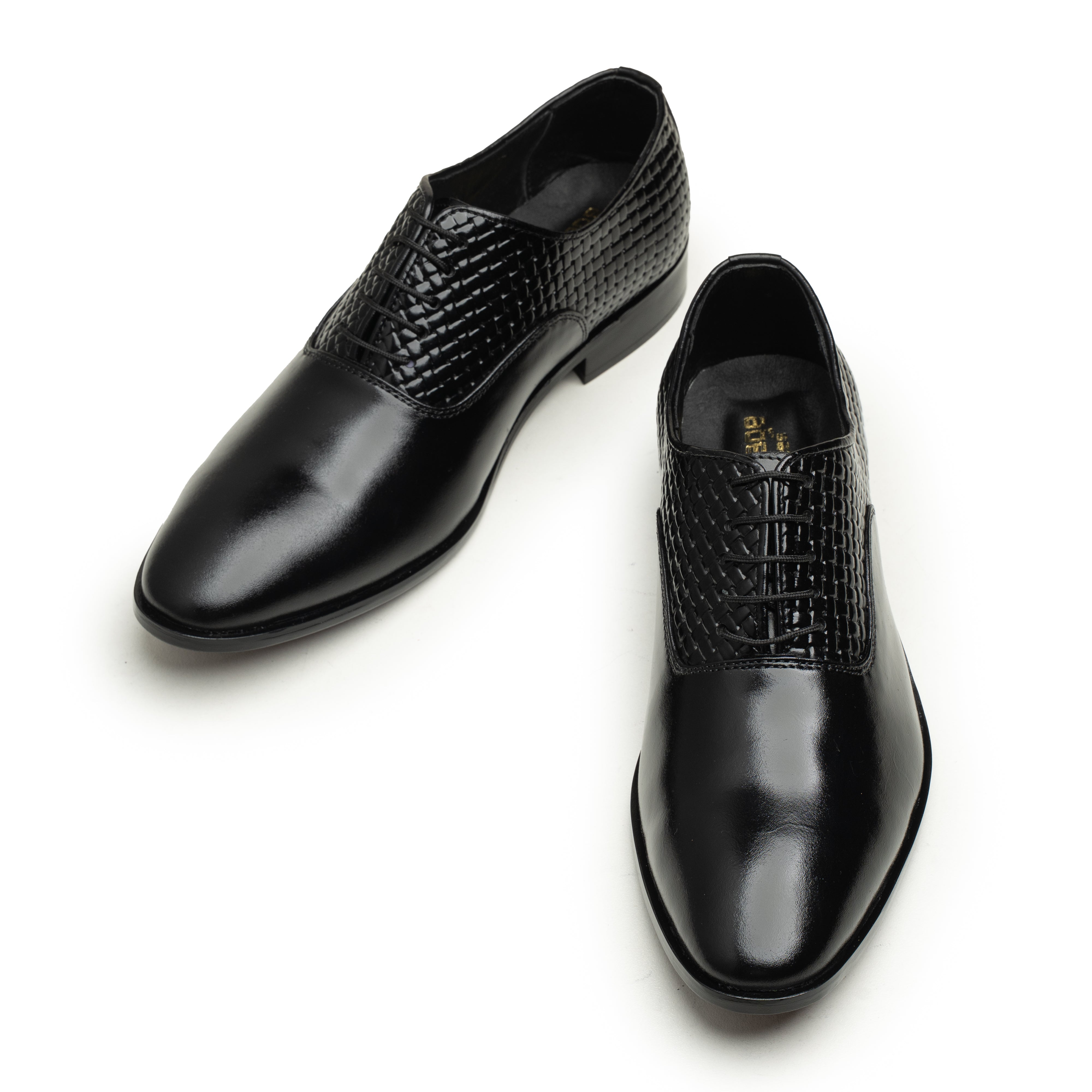 Knitted Black Leather Lace-Up